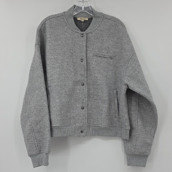 Madewell Double Faced Knit Gray Bomber Jacket Women's Size XL
